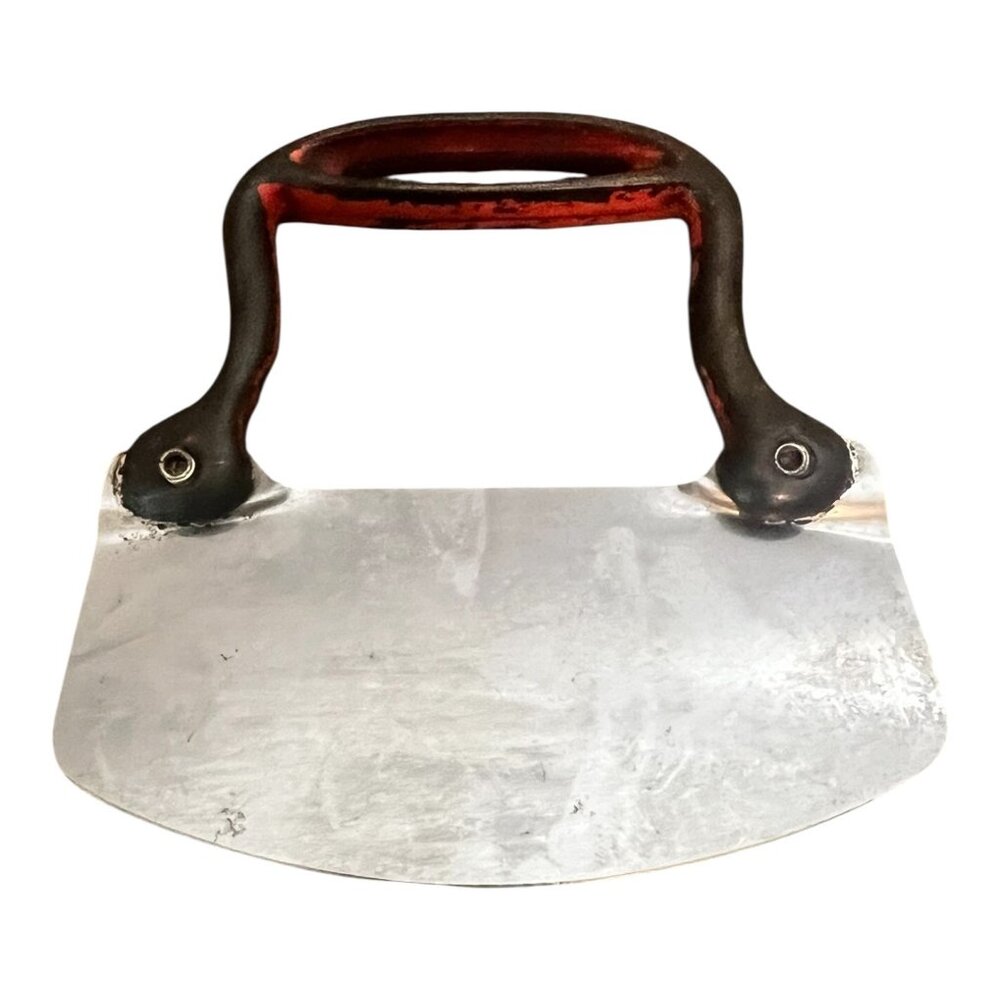 Vtg Acme Double-Bladed Rocking Food Chopper Mezzaluna  1940s  Stainless Steel &
